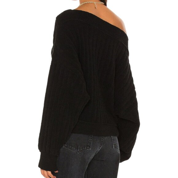 Free People Cabin Fever Ribbed Sweater Washed Black Oversized M - Picture 3 of 11